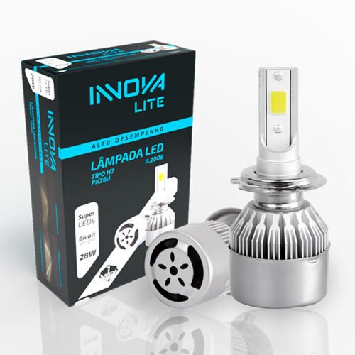 LAMPADA FAROL LED H7 BRANCO 12/24V BIVOLT PRAD